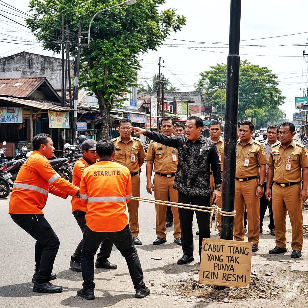 Walikota Cirebon Didesak Ambil Sikap Tegas Kepada Penyedia Wifi Starlite Yang Tak Miliki Izin Resmi Tapi Sudah Gencar Tanam Tiang di Fasilitas Umum